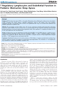 Cover page: T Regulatory Lymphocytes and Endothelial Function in Pediatric Obstructive Sleep Apnea