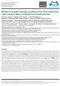 Cover page: Models to predict nitrogen excretion from beef cattle fed a wide range of diets compiled from South America.