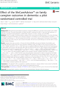 Cover page: Effect of the WeCareAdvisor™ on family caregiver outcomes in dementia: a pilot randomized controlled trial