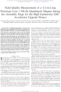 Cover page: Field Quality Measurement of a 4.2-m-Long Prototype Low-$\beta$ Nb$_3$Sn Quadrupole Magnet During the Assembly Stage for the High-Luminosity LHC Accelerator Upgrade Project