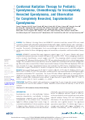 Cover page: Conformal Radiation Therapy for Pediatric Ependymoma, Chemotherapy for Incompletely Resected Ependymoma, and Observation for Completely Resected, Supratentorial Ependymoma