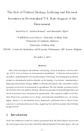 Cover page: The Role of Political Ideology, Lobbying and Electoral Incentives in Decentralized U.S. State Support of the Environment