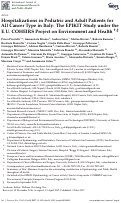 Cover page: Hospitalizations in Pediatric and Adult Patients for All Cancer Type in Italy: The EPIKIT Study under the E.U. COHEIRS Project on Environment and Health †,‡