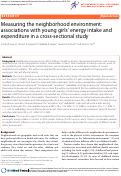 Cover page: Measuring the neighborhood environment: associations with young girls' energy intake and expenditure in a cross-sectional study