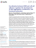 Cover page: Coordination between ECM and cell-cell adhesion regulates the development of islet aggregation, architecture, and functional maturation