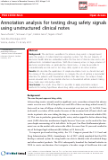 Cover page: Annotation Analysis for Testing Drug Safety Signals using Unstructured Clinical Notes