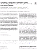 Cover page: Stories from COVID-19 Reveal Hospitalized Patients with Limited English Proficiency Have Always Been Uniquely Prone to Social Isolation.