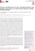 Cover page: Structure and Mechanism of LcpA, a Phosphotransferase That Mediates Glycosylation of a Gram-Positive Bacterial Cell Wall-Anchored Protein