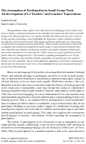 Cover page: The Assumption of Participation in Small Group Work: An Investigation of L2 Teachers’ and Learners’ Expectations