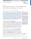 Cover page: Remaining Hurdles for Tissue-Engineering the Temporomandibular Joint Disc