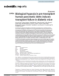 Cover page: Biological hypoxia in pre-transplant human pancreatic islets induces transplant failure in diabetic mice.