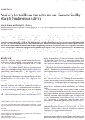Cover page: Auditory Cortical Local Subnetworks Are Characterized by Sharply Synchronous Activity