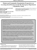 Cover page: Patient and Community Organization Perspectives on  Accessing Social Resources from the Emergency Department: A Qualitative Study