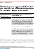 Cover page: C5aR1 antagonism suppresses inflammatory glial responses and alters cellular signaling in an Alzheimer’s disease mouse model