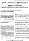 Cover page: Learning From Data: Recognizing Glaucomatous Defect Patterns and Detecting Progression From Visual Field Measurements