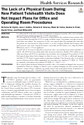 Cover page: The Lack of a Physical Exam During New Patient Telehealth Visits Does Not Impact Plans for Office and Operating Room Procedures