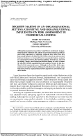 Cover page: Decision-making in an Organizational Setting: Cognitive and Organizational Influences on Risk Assessment in Commercial Bank Lending