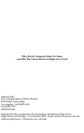 Cover page: Why Racial Categories Make No Sense--and Why the Census Bureau is Right not to Care