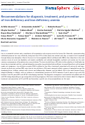 Cover page: Recommendations for diagnosis, treatment, and prevention of iron deficiency and iron deficiency anemia.