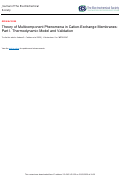 Cover page: Theory of Multicomponent Phenomena in Cation-Exchange Membranes: Part I. Thermodynamic Model and Validation