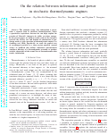 Cover page: On the Relation Between Information and Power in Stochastic Thermodynamic Engines