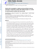 Cover page: Adults with overweight or obesity use less efficient memory strategies compared to adults with healthy weight on a verbal list learning task modified with food words