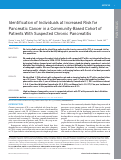 Cover page: Identification of Individuals at Increased Risk for Pancreatic Cancer in a Community-Based Cohort of Patients With Suspected Chronic Pancreatitis.