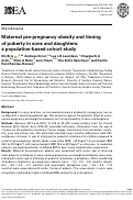 Cover page: Maternal pre-pregnancy obesity and timing of puberty in sons and daughters: a population-based cohort study