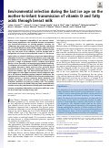 Cover page: Environmental selection during the last ice age on the mother-to-infant transmission of vitamin D and fatty acids through breast milk