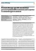 Cover page: Prostate lineage-specific metabolism governs luminal differentiation and response to antiandrogen treatment