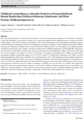 Cover page: Childhood Centeredness is a Broader Predictor of Young Adulthood Mental Health than Childhood Adversity, Attachment, and Other Positive Childhood Experiences.