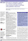 Cover page: Referrals to integrative medicine in a tertiary hospital: findings from electronic health record data and qualitative interviews.