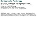 Cover page: Me and My 400 Friends: The Anatomy of College Students' Facebook Networks, Their Communication Patterns, and Well-Being