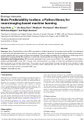 Cover page: Brain Predictability toolbox: a Python library for neuroimaging-based machine learning.