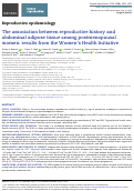 Cover page of The association between reproductive history and abdominal adipose tissue among postmenopausal women: results from the Womens Health Initiative.