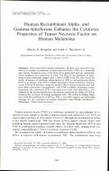 Cover page: Human recombinant alpha- and gamma-interferons enhance the cytotoxic properties of tumor necrosis factor on human melanoma.