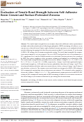 Cover page: Evaluation of Tensile Bond Strength between Self-Adhesive Resin Cement and Surface-Pretreated Zirconia.