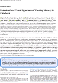 Cover page: Behavioral and Neural Signatures of Working Memory in Childhood