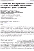 Cover page: Experimental investigation and validation of neutral beam current drive for ITER through ITPA Joint Experiments