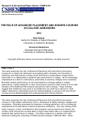 Cover page: The Role of Advanced Placement and Honors Courses in College Admissions