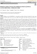 Cover page: Radiomics analysis of lung CT for multidrug resistance prediction in active tuberculosis: a multicentre study