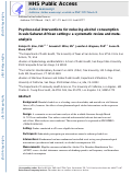 Cover page: Psychosocial interventions for reducing alcohol consumption in sub‐Saharan African settings: a systematic review and meta‐analysis