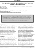 Cover page: Post-operative Appendix Specimen Retention Presenting as Small Bowel Obstruction