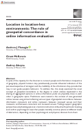 Cover page: Location in location-less environments: The role of geospatial concordance in online information evaluation