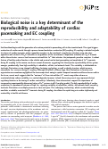 Cover page: Biological noise is a key determinant of the reproducibility and adaptability of cardiac pacemaking and EC coupling