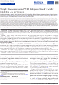 Cover page: Weight Gain Associated With Integrase Stand Transfer Inhibitor Use in Women