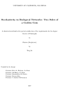 Cover page: Stochasticity in biological networks : two sides of a golden coin