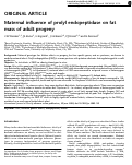 Cover page: Maternal influence of prolyl endopeptidase on fat mass of adult progeny