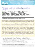 Cover page: Polygenic burden in focal and generalized epilepsies