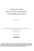 Cover page: Sowing the Seeds of Conflict: A History of the Senate Confirmation Debates of President Ronald Reagan’s Appointments